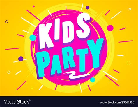 Kids party graphic design template Royalty Free Vector Image