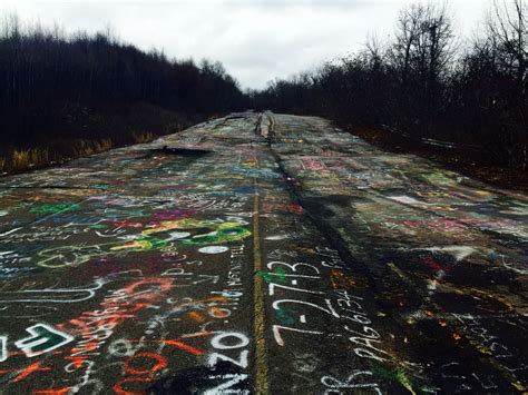 Abandoned PA 61 (destroyed) "Graffiti Highway": Centralia PA | Centralia, Railroad tracks, Graffiti