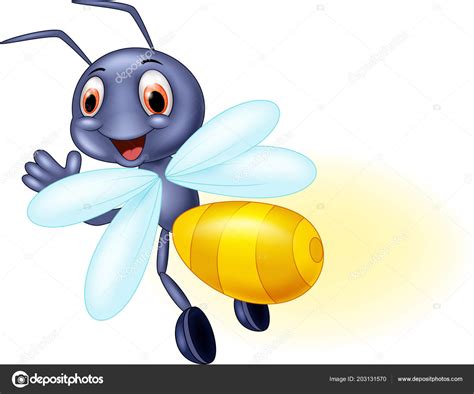 Cute Firefly Cartoon Cartoon Waving Stock Vector Image by ©tigatelu #203131570