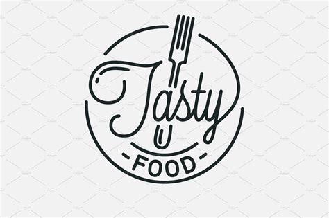 Tasty food logo. Round linear logo. | Pre-Designed Illustrator Graphics ~ Creative Market
