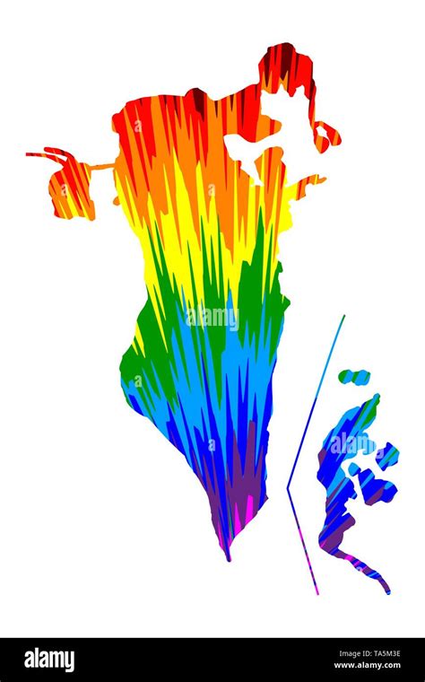 Bahrain - map is designed rainbow abstract colorful pattern, Kingdom of ...