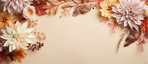 Autumn Floral Composition with a border created using fresh flowers on ...