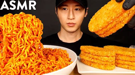 ASMR SPICY FIRE NOODLES & HASH BROWNS MUKBANG (No Talking) COOKING ...