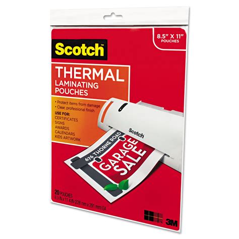 Letter Size Thermal Laminating Pouches by Scotch™ MMMTP385420 ...