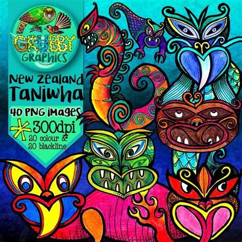 Taniwha Clip Art {Mythical creatures of New Zealand} | Classroom art projects, Mythical ...