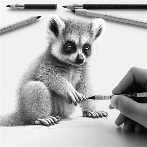 Premium AI Image | Pencil sketch lemur animal drawing picture AI Generated