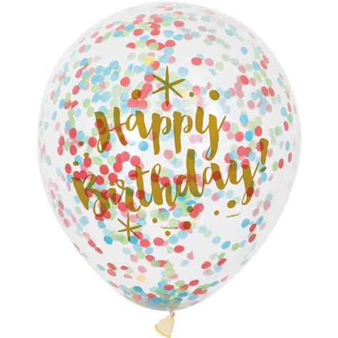 12" Glitzy Rainbow Happy Birthday Confetti Balloons, 6ct - Walmart.com