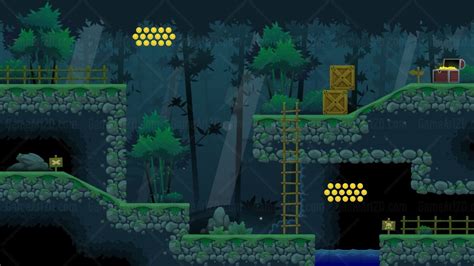 Bamboo Forest - Platformer Tileset - Game Art 2D