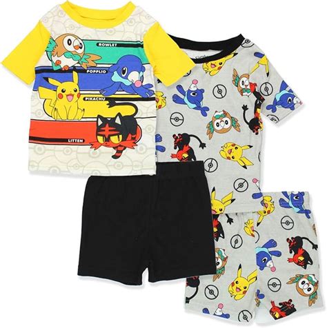 Amazon.com: Pokemon Pikachu Boy's 2fer 4 Piece Cotton Pajamas Set (10 ...