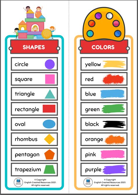 Vocabulary Charts For Kids