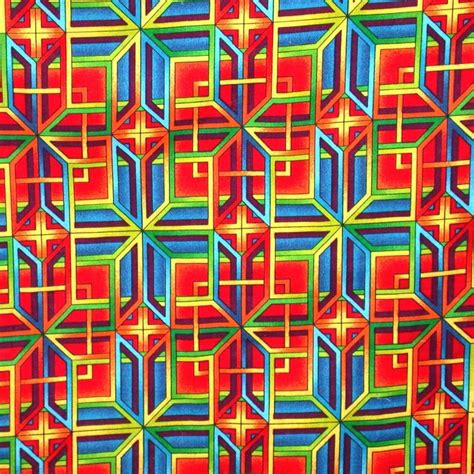 Multi Geometric Print Fabric by cutemonkey on Etsy