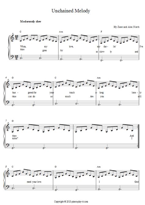 Unchained Melody Piano Sheet and Piano Tutorial