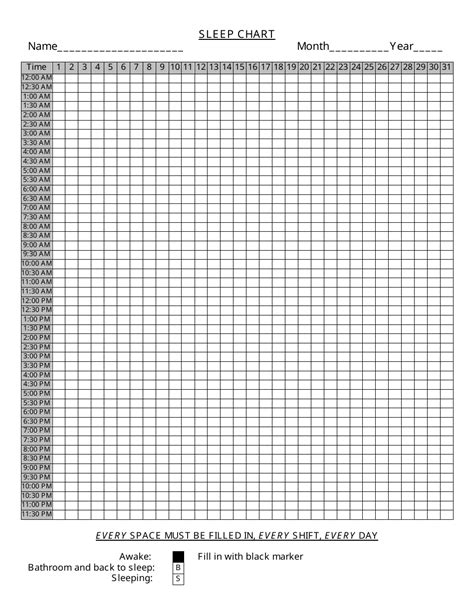 Sleep Chart Template Download Printable PDF | Templateroller