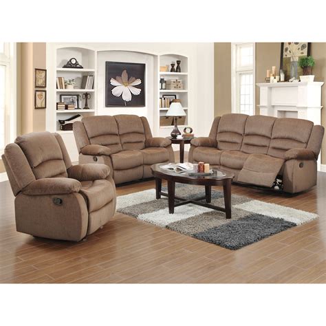 US Pride Furniture Dallas Contemporary 3-piece Fabric Reclining Sofa Set, Light Brown, S6023-3PC ...