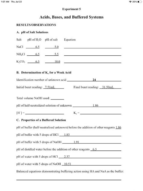 Solved Procedure A. pH of Salt Solutions Universal indicator | Chegg.com