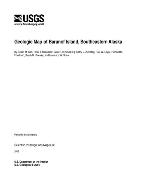 (PDF) Geologic Map of Baranof Island, southeastern Alaska | Susan Karl ...