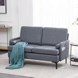 BaytoCare Mid-Century Fabric Loveseat Sleeper 2 Seater SofaDark Gray ...