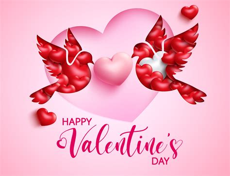 Valentine's dove vector background design. Happy valentine's day text ...