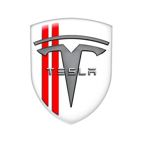 Tesla Shield Emblem Silicone White Red Line Edition | Domed Emblems | Stickers | X-Sticker