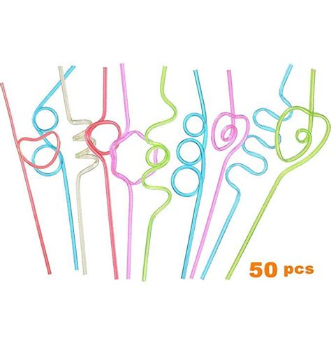 WFEXD Crazy Straws 50pcs, Fun Straws Various Shapes & Colors for Kids | Fun straws, Reusable ...