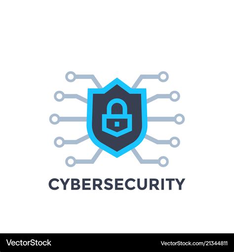Cyber security logo with shield Royalty Free Vector Image