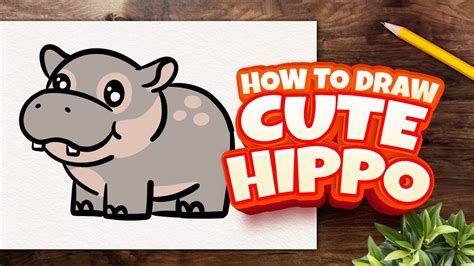 How to draw cute Hippo *easy step by step* - YouTube