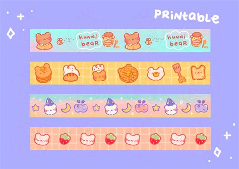 Printable Cute Bear Washi tape Printable Digital Washi - Etsy