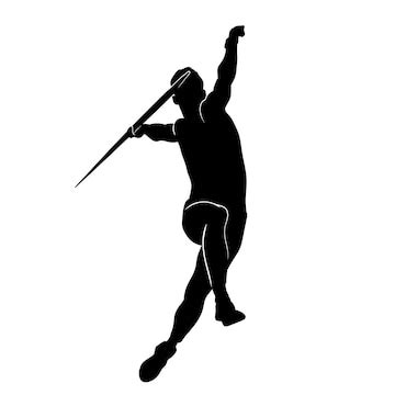 Premium Vector | Silhouette of athlete throwing a javelin vector illustration