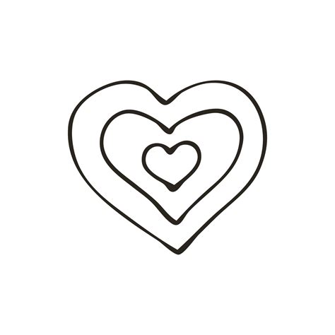 Doodle heart icon. Love symbol. Cute hand drawn graphic illustration ...