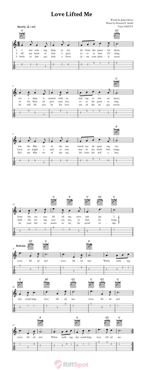 Love Lifted Me - Easy Guitar Sheet Music and Tab with Chords and Lyrics