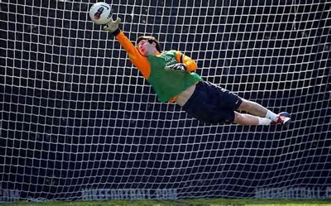 Lionel Messi shows off goalkeeping skills during Barcelona training session