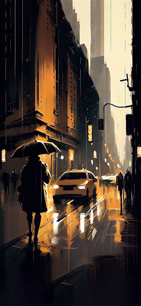 Rain in the City Art Wallpapers - City Aesthetic Wallpapers iPhone