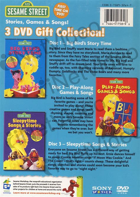 Sesame Street - 3 DVD Gift Collection - Stories Games and Songs (Boxset ...