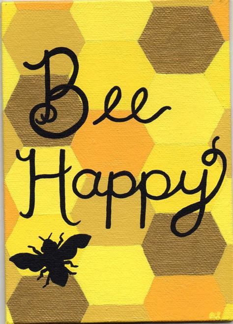 Bee Happy Original Acrylic Painting on 5x7 Canvas Board | Bee happy ...