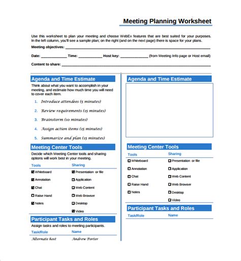 FREE 9+ Sample Meeting Planning Templates in PDF | MS Word