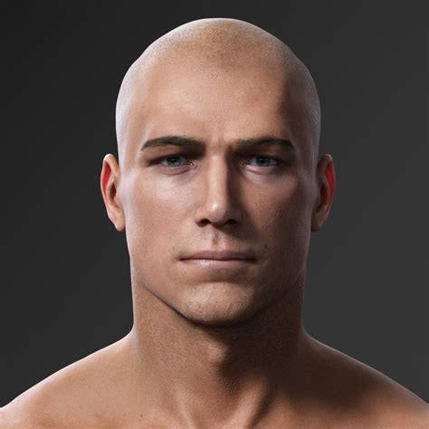 Realistic Male 3D Model | Male portrait, Male face drawing, Male face