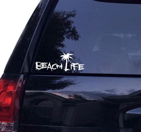 BEACH Life Palm Tree Beach Vinyl Car Decal Laptop Decal