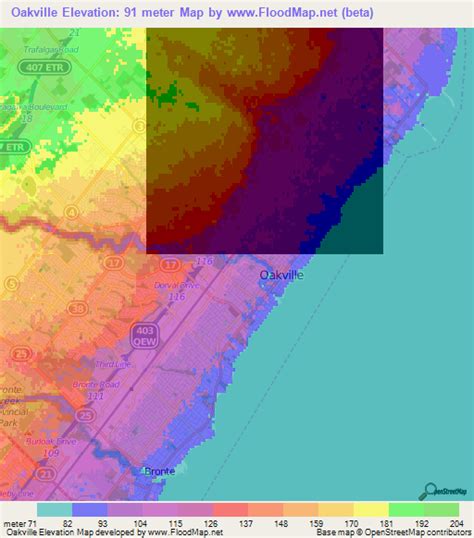 Elevation of Oakville,Canada Elevation Map, Topography, Contour