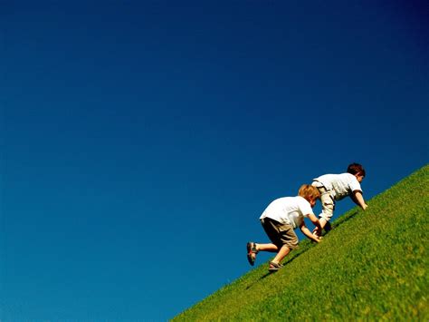 hill, Grass, Children, Climbing HD Wallpapers / Desktop and Mobile Images & Photos