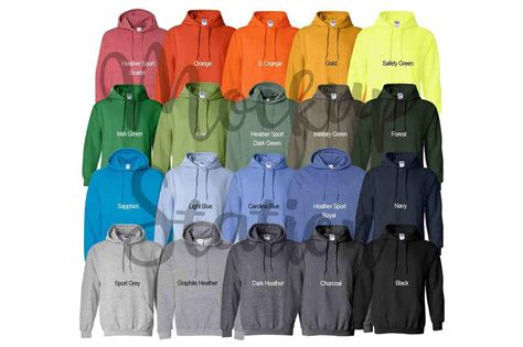 Color Chart for Gildan 18500 Hoodie, Digital Color Chart By MockupStation | TheHungryJPEG