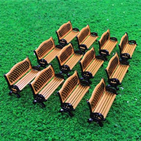 Accessories 1 to 75 Baoblaze 5pcs Painted Model Patio Bench Miniature Building Train Layout ...