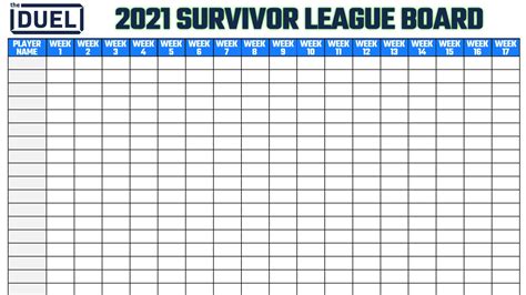 Nfl Survivor Pool Template