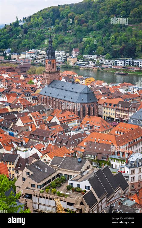 Aerial view of Heidelberg city, Baden-Wurttemberg state, Germany. Old ...