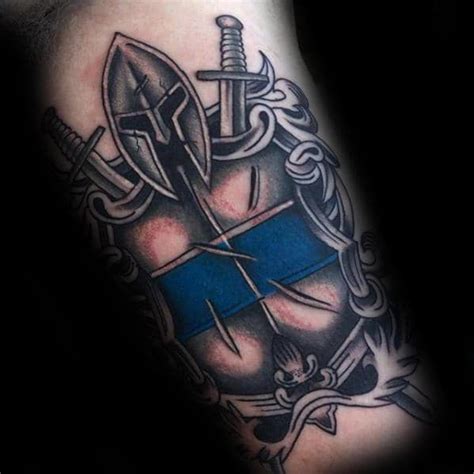 50 Thin Blue Line Tattoo Designs For Men - Symbolic Ink Ideas