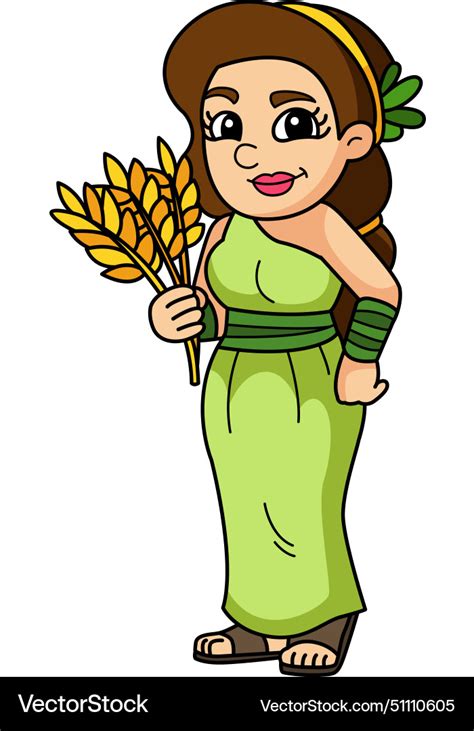 Demeter greek goddess cartoon clip art Royalty Free Vector