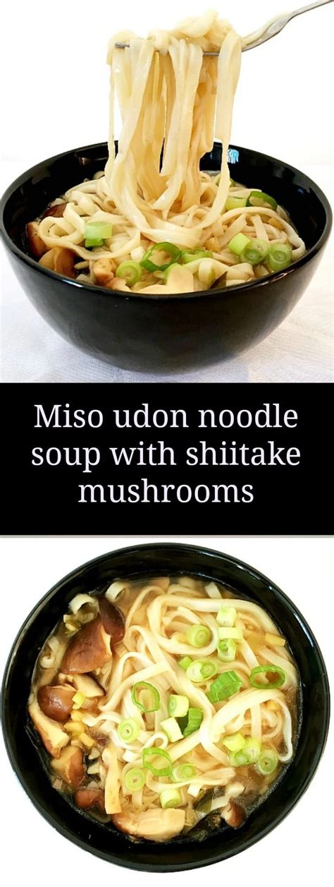 Japanese udon noodle soup with shiitake mushrooms