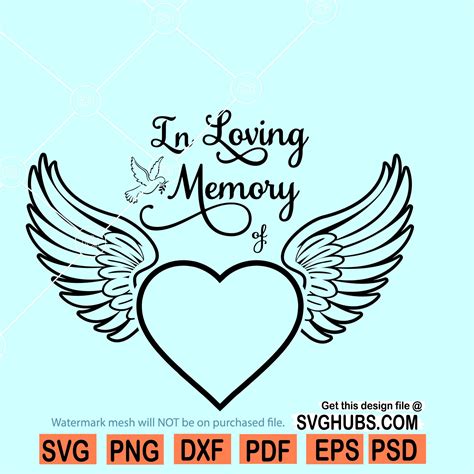 In Loving Memory Svg, Angel wings SVG, Memorial day svg