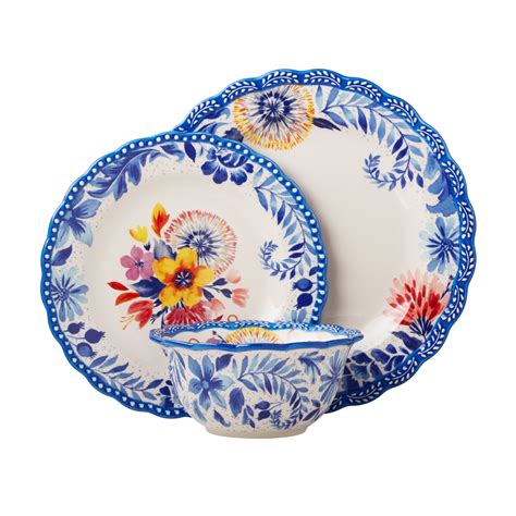 Shop The Pioneer Woman Woodland Whimsy 12-Piece Stoneware Dinnerware Set, Blue - Great Prices ...