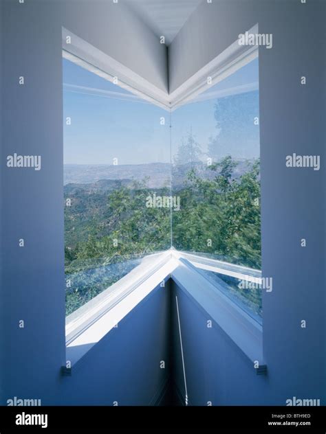 Close-up of modern corner window with view of the Napa Valley Stock Photo - Alamy
