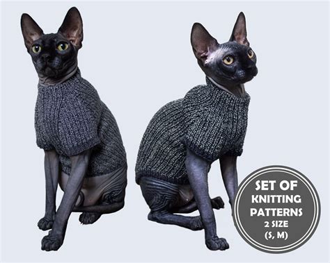 SET OF 2 Cat seamless sweaters knitting patterns // 2 Size: S | Etsy